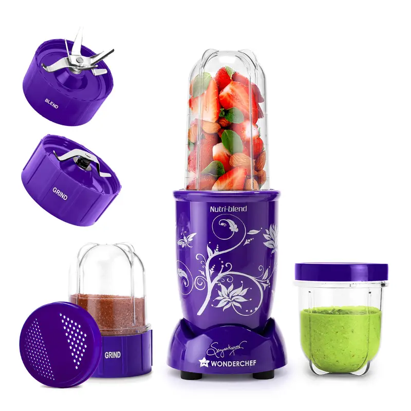 Nutri-Blend 500W Mixer Grinder – 22,000 Rpm Motor, 3 Shatterproof Jars, Multi-Function Blender For Smoothies, Masalas & Chutneys + Sanjeev Kapoor Cookbook | 2-Year Warranty (Purple) 1