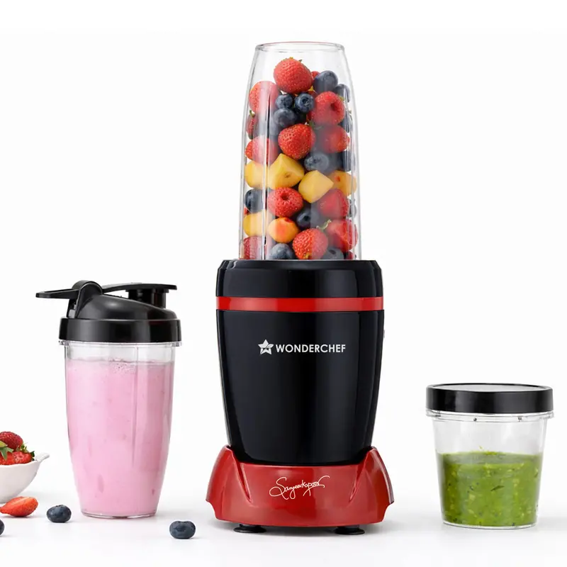 Nutri-Blend Turbo 750W Mixer Grinder – 22000 Rpm, 3 Jars, Chef Sanjeev Kapoor Recipe Book, Black-Red 1
