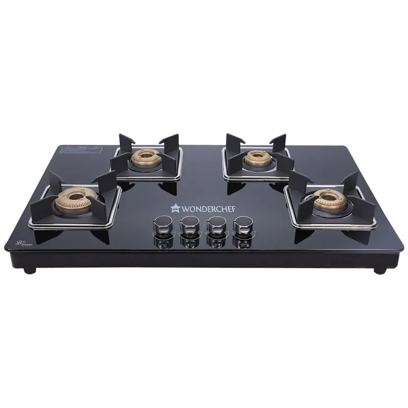 Octavia 4-Burner Manual Glass Hob – Heavy-Duty 8Mm Toughened Surface, Forged Brass Burners, Lpg-Ready 1