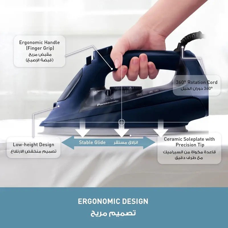 Panasonic Optimal Care Ceramic Steam Iron – 2600W Precision Ironing With Advanced Steam Control 1