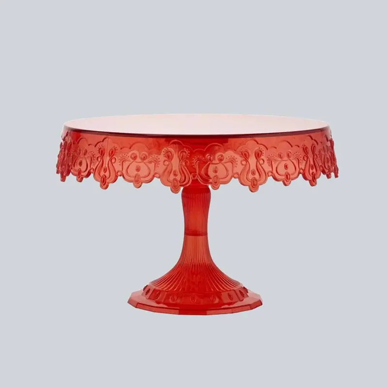 Pavoni Message-Inspired Red Cake Stand – Stylish Display Platform With Etched Motivational Design 1