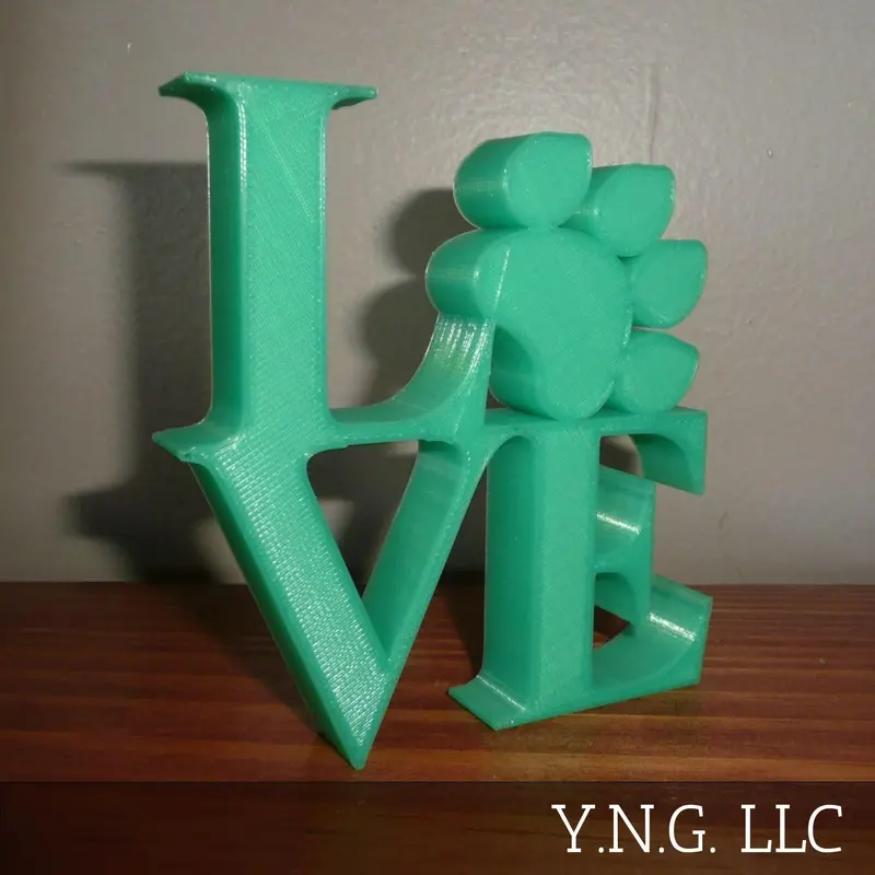 Paw Print 'Love' Wall Shelf For Home Or Office – Green Decorative Table Display, Usa-Made Pr4849 1