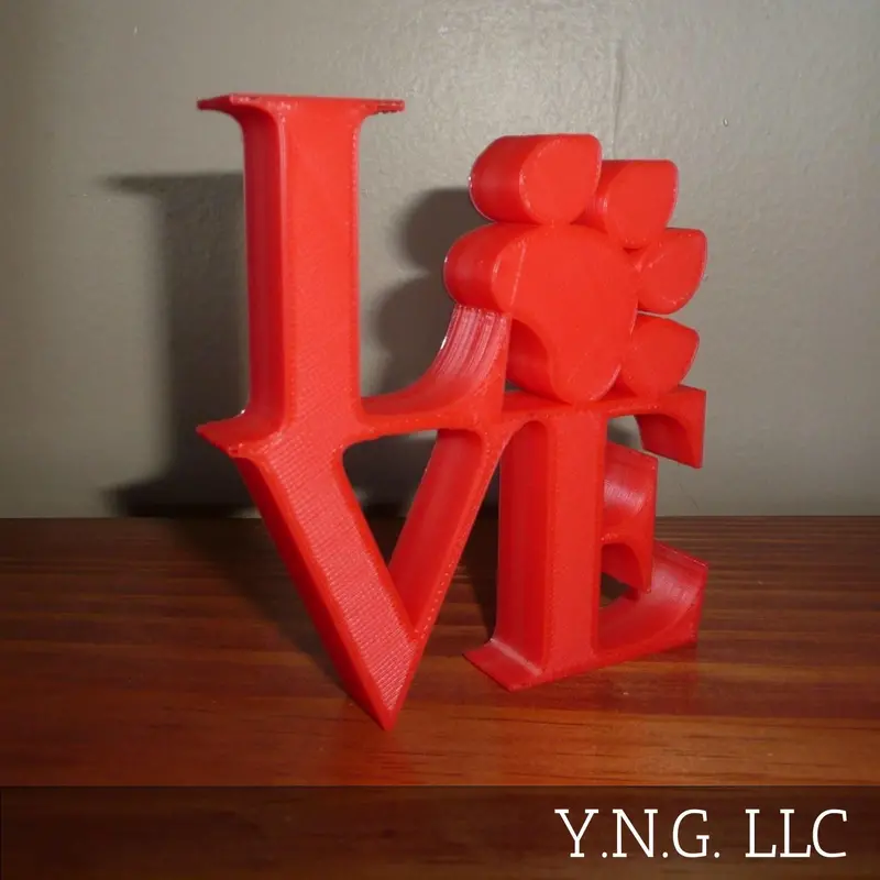 Paw Print 'Love' Wall Shelf For Home Or Office – Red Decorative Table Display, Usa-Made Pr4846 1
