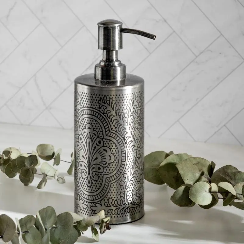 Pewter-Finish Lotion And Soap Dispenser 1