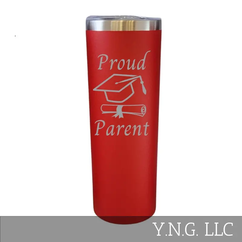 Proud Parent Graduation Tumbler – Red 20 Oz Modern Skinny Insulated Cup 1