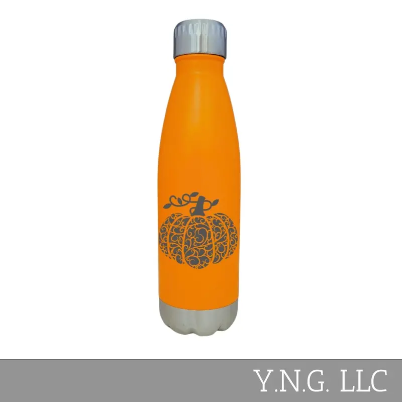 Pumpkin Flourish Fall Motif – Orange 17Oz Leak-Proof Water Bottle La5147 1