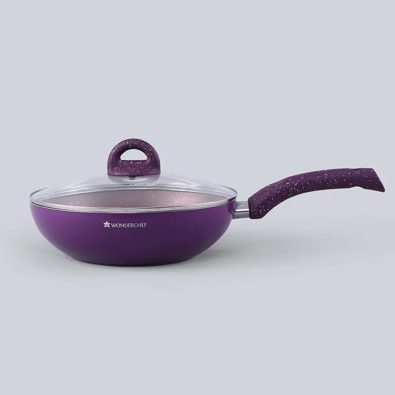 Purple Granite-Coated Non-Stick Wok – 24 Cm, 2.7L, Induction-Ready, Soft-Grip Handles, 3.5Mm Heavy-Duty Base, Pfoa & Heavy Metal Free, 2-Year Warranty 1