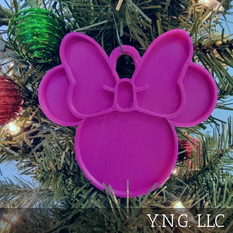 Purple Minnie Mouse Ears Ornament – Usa-Made Festive Christmas Decor (Pr4881) 1