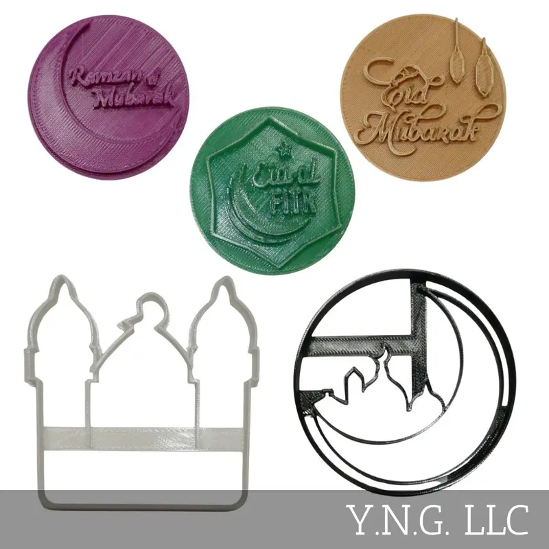 Ramadan & Eid-Al-Fitr Cookie Stamps & Cutters – Festive Islamic Celebration Set (5-Piece) 1