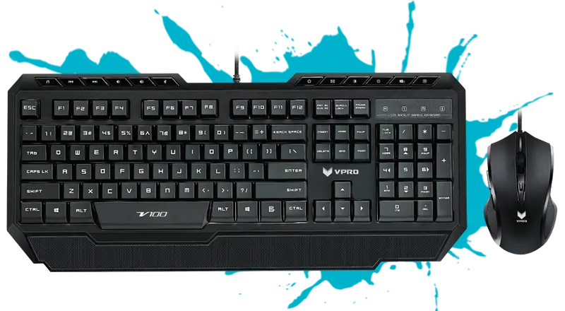 Rapoo V100 Rgb Backlit Gaming Keyboard And Optical Mouse Combo – Black 1