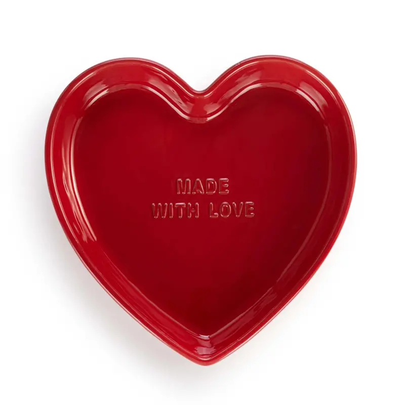 Red Heart-Shaped Baking Dish – 'Made With Love' Ceramic 1