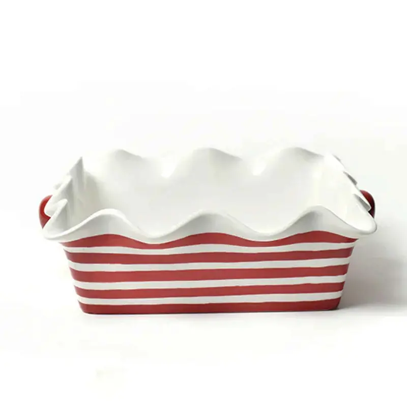 Red Stripe 9X9-Inch Ruffled Square Casserole Dish 1