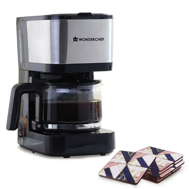 Regalia Pronto Coffee Maker & Abstract Coaster Set – Brews 6 Cups + Stylish 6-Piece Coaster Collection 1