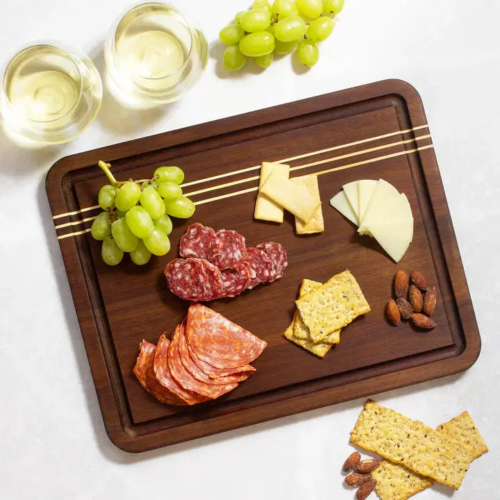 Rock & Branch Dark Acacia Wood Pinstripe Cutting Board 1