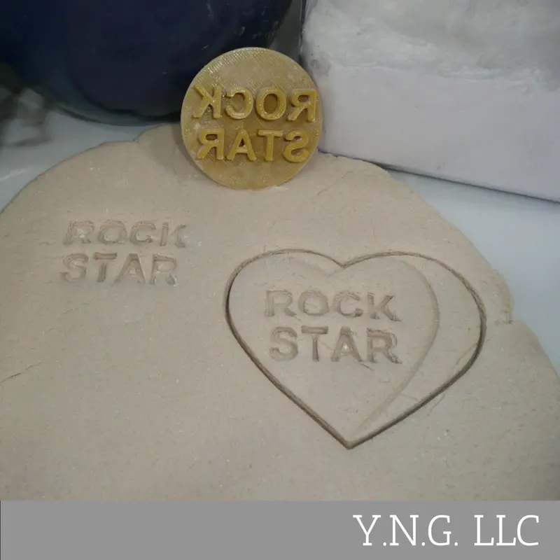 Rock Star Candy Heart Embossing Stamp – Fun Usa-Crafted Cookie Tool 1