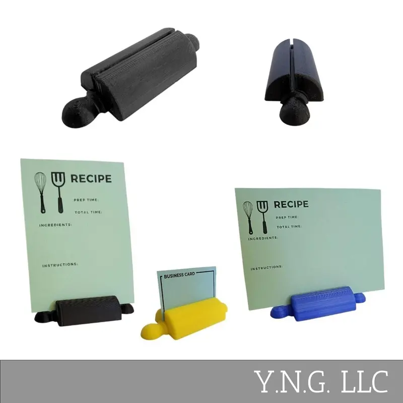Rolling Pin Recipe Card Stand & Business Card Holder – Black Kitchen Accessory, Usa-Made Pr4723 1