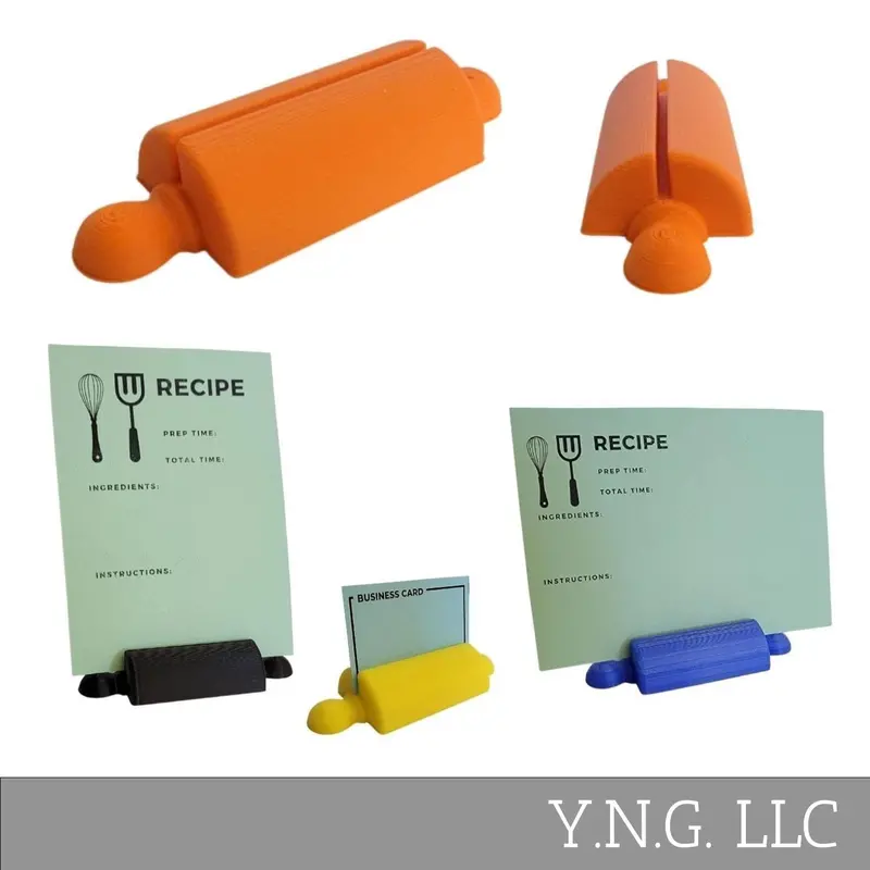 Rolling Pin Recipe Card Stand & Business Card Holder – Orange Kitchen Accessory, Usa-Made Pr4729 1