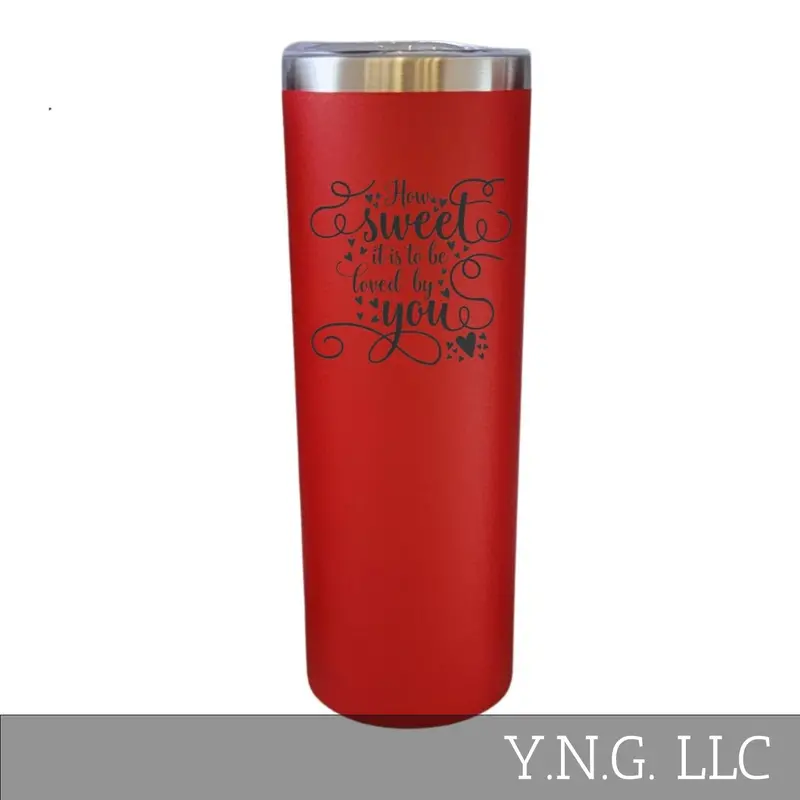 Romantic Lyric Red 20Oz Skinny Tumbler – 'How Sweet It Is To Be Loved By You' La5093 1