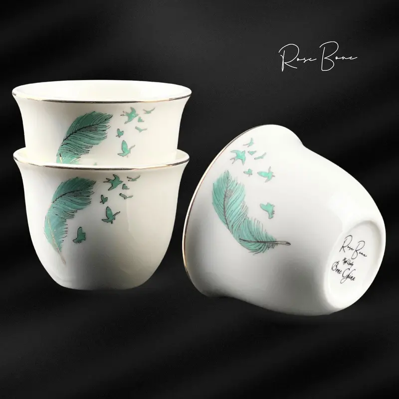 Rose Bon Authentic Arabic Coffee Cup Set – 6-Piece Ceramic Or Stainless Steel Collection 1