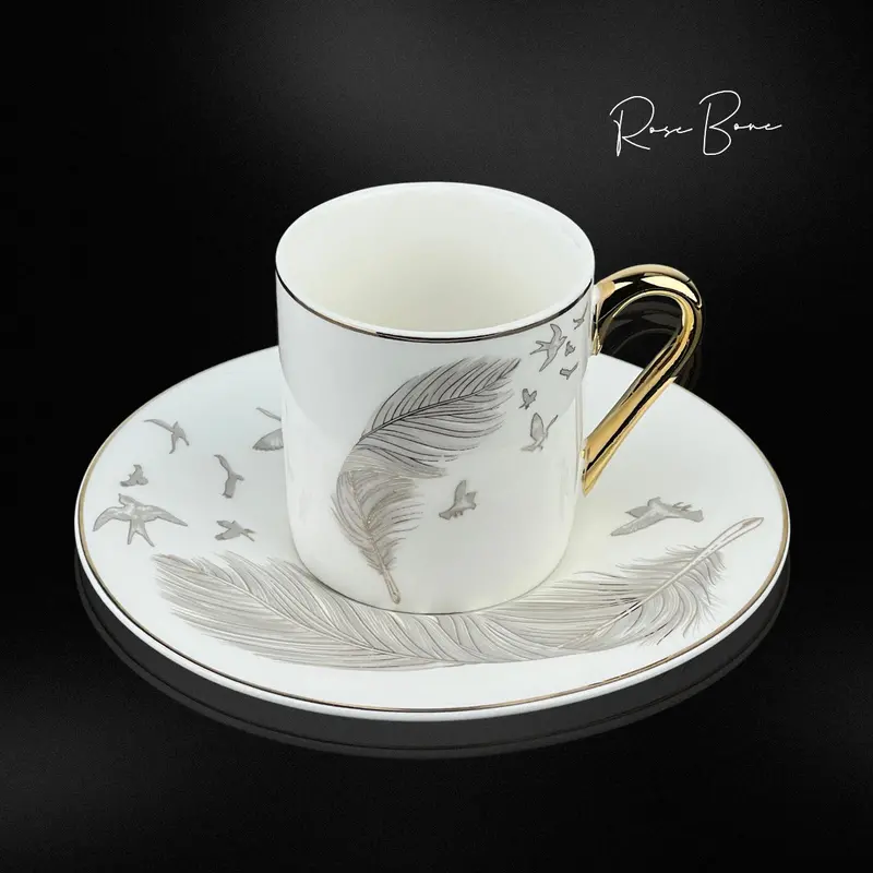 Rose Bon Elegant Silver-Finished Coffee Cup Set – 6-Piece Middle Eastern Style 1