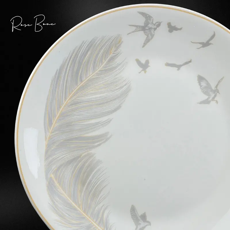 Rose Bon Gray Dessert Platter Set – 6-Piece Serving Collection 1