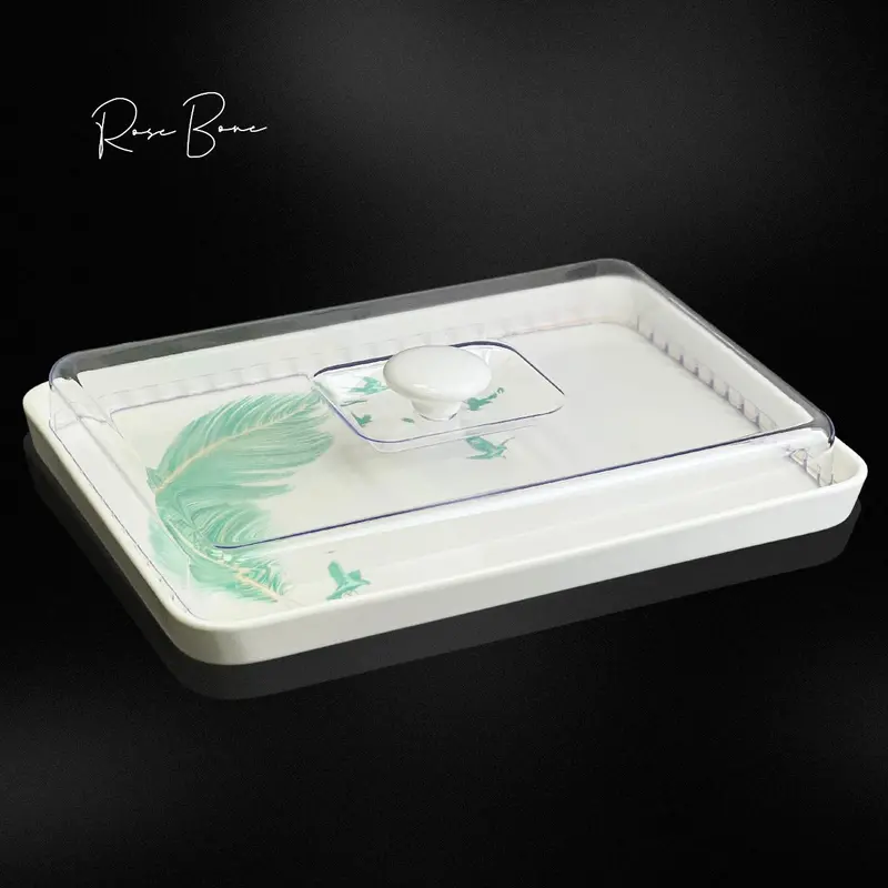 Rosebon Green Hostess Rectangular Serving Tray 1
