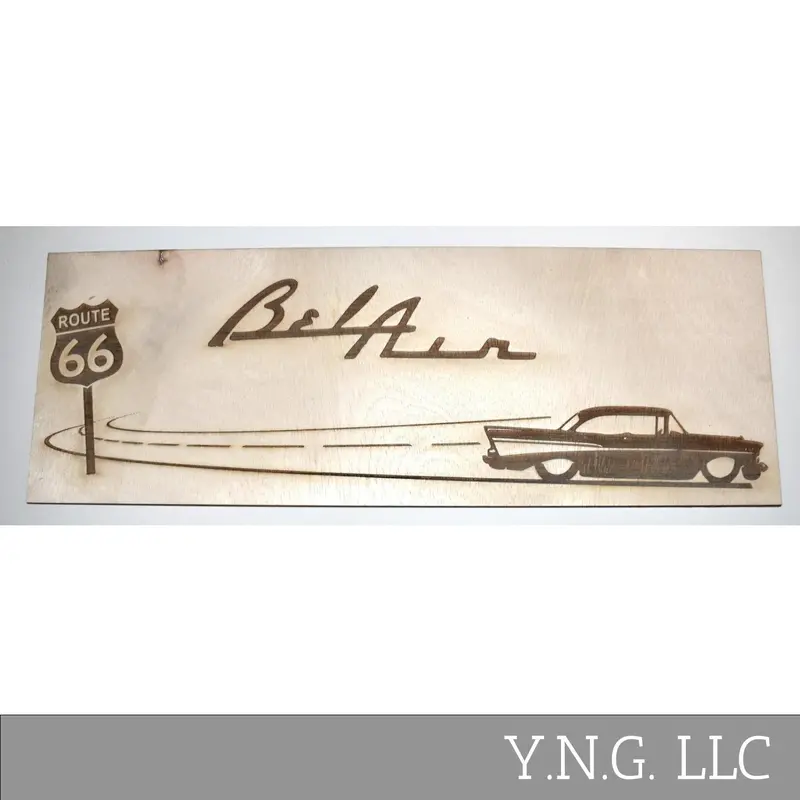 Route 66 & Bel Air Chevy Wooden Sign | Retro Americana Wall Decor | Usa-Crafted La146-Wl 1