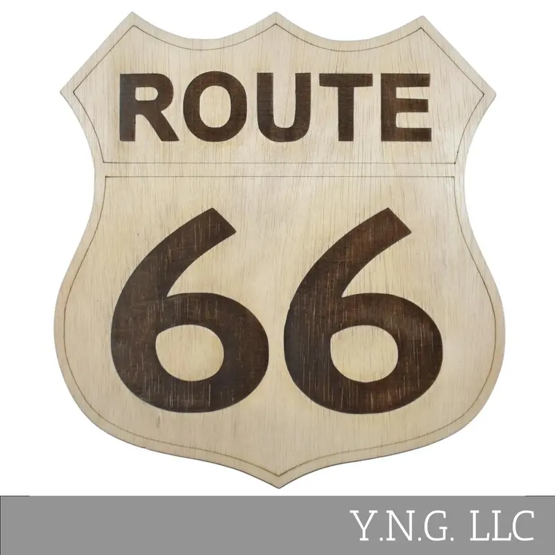 Route 66-Shaped Wooden Wall Sign | Iconic Road Trip Decor | Handmade In Usa La153-Wl 1