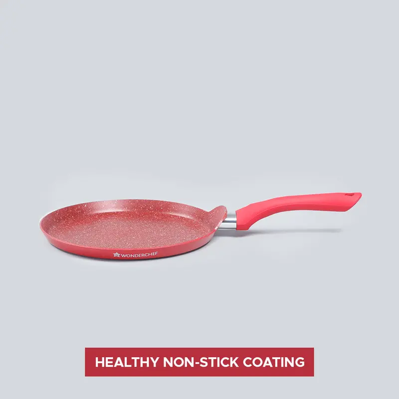 Royal Velvet 28Cm Induction-Compatible Non-Stick Dosa Tawa – Red, 3Mm Thick, Pfoa-Free, 2-Year Warranty 1