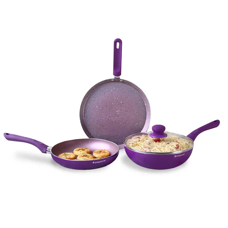 Royal Velvet 4-Piece Non-Stick Cookware Set – Purple, Induction-Compatible 1