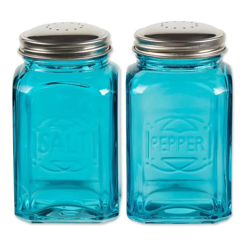 Rsvp Retro Salt And Pepper Set – Turquoise Glass 1
