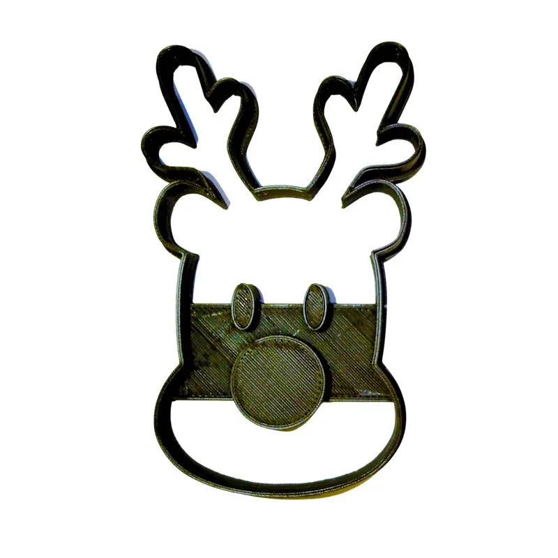 Rudolph Reindeer Face Fondant Cutter Set – 6-Pack Cupcake Topper, 1.75" Usa-Made Food-Safe模具 1