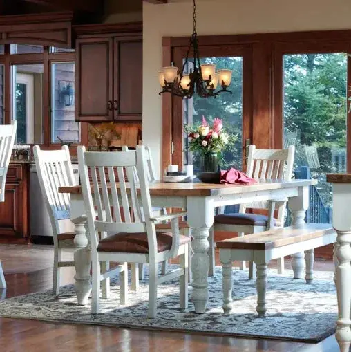Rustic Farmhouse Dining Set – Reclaimed Wood Table & Ladder-Back Chairs 1