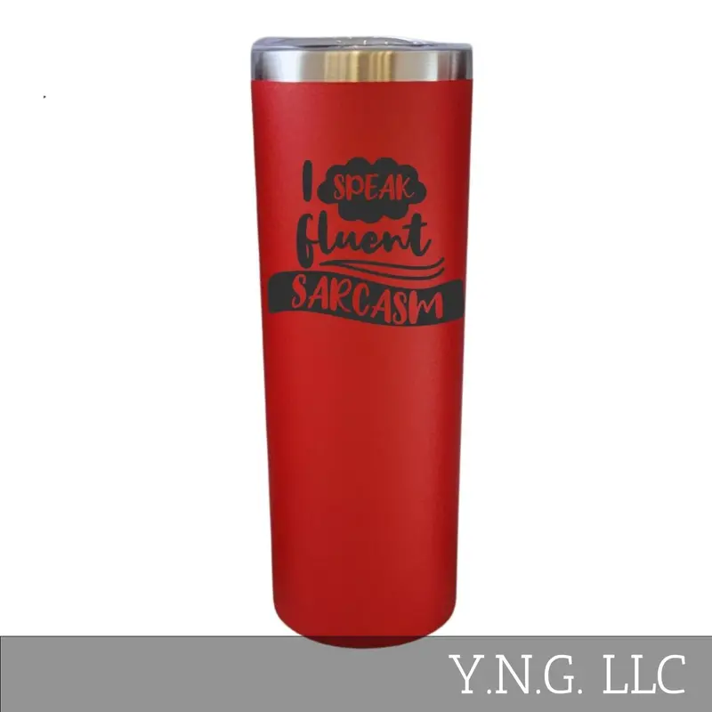 Sarcasm Lover’S Red 20Oz Skinny Tumbler – 'I Speak Fluent Sarcasm' La5099 1