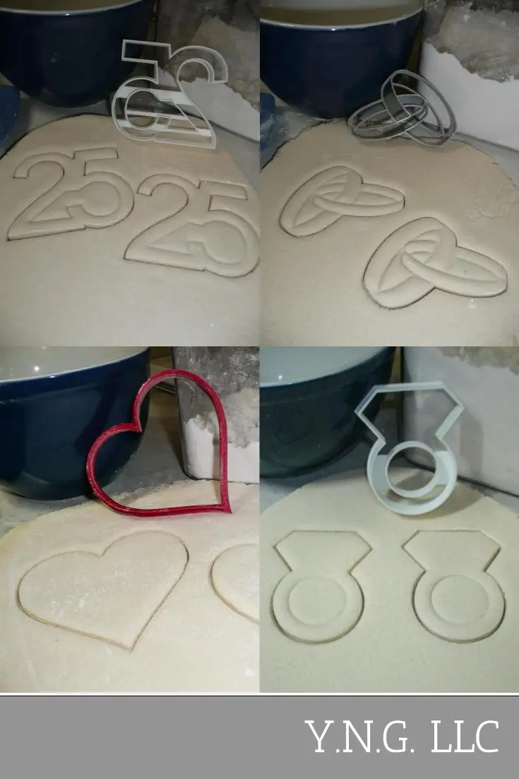 Silver Anniversary Cookie Cutters – 4-Piece 25Th Wedding Vow Renewal Baking Set 1