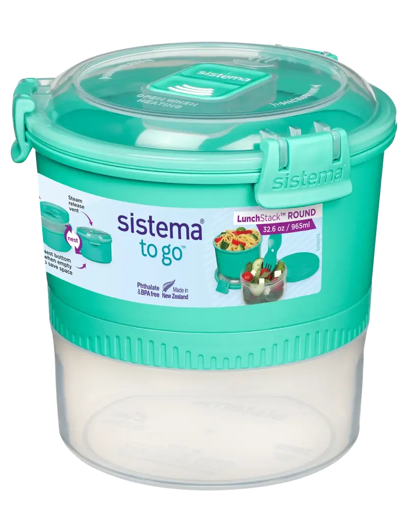 Sistema Round Lunch Stack Container – 965Ml Portable To-Go Set 1