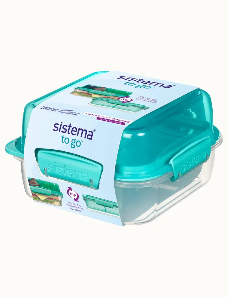 Sistema Square Lunch Stack To Go – 1.24L (4-Piece) 1