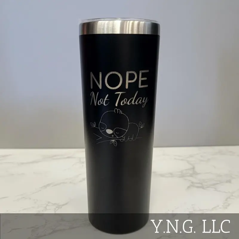Sloth-Themed Humor Tumbler – 'Nope, Not Today' 20Oz Black Skinny Tumbler La5049 1