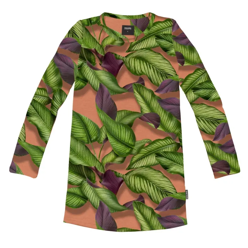 Snurk Women'S Fresh Leaves Long-Sleeve Dress 1
