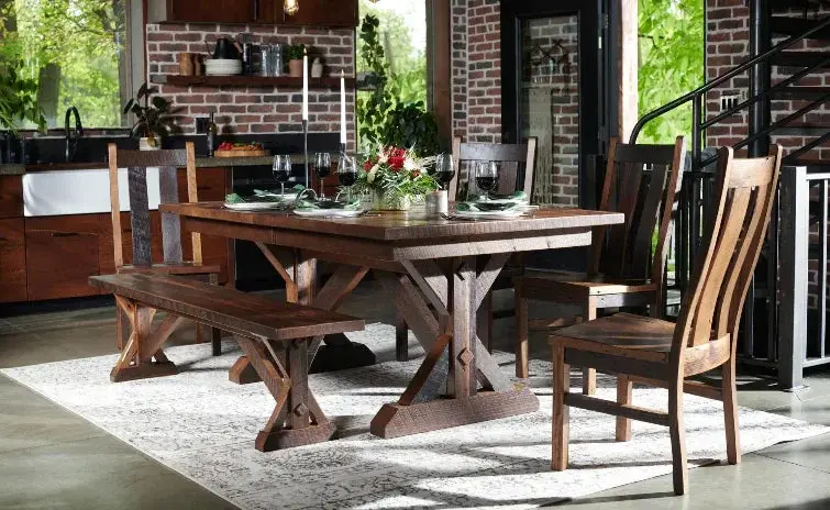 Stretford Industrial-Chic Dining Set With Metal Accents 1