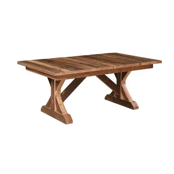 Stretford Rustic Trestle Dining Table With Planked Top 1