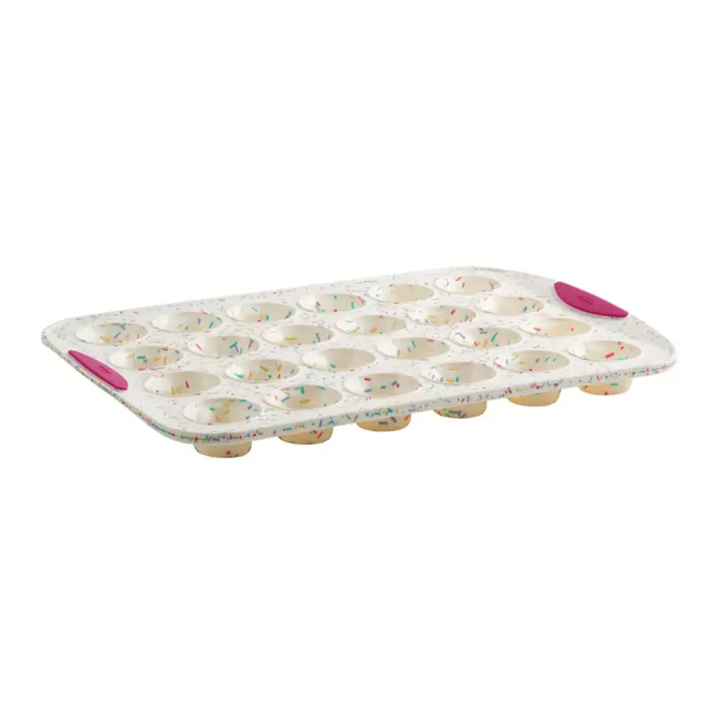 Structure Silicone Confetti Mini Muffin Pan – 24-Cavity, Fuchsia 1