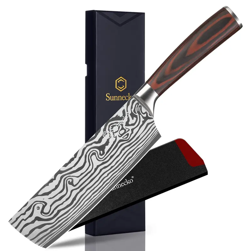Sunnecko Chang Series 7-Inch Nakiri Knife With Sheath – Japanese-Style Vegetable Cleaver For Effortless Chopping 1