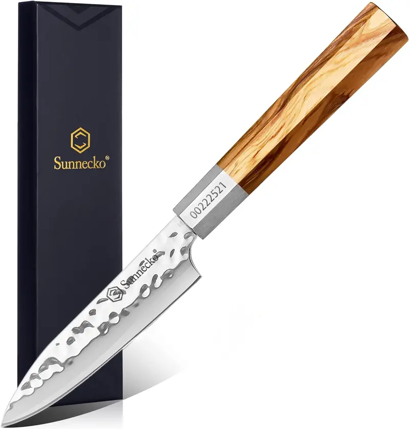 Sunnecko Jin Series 4.5-Inch Vintage-Style Paring Knife – High-Carbon Japanese Forged Blade With Wooden Handle 1