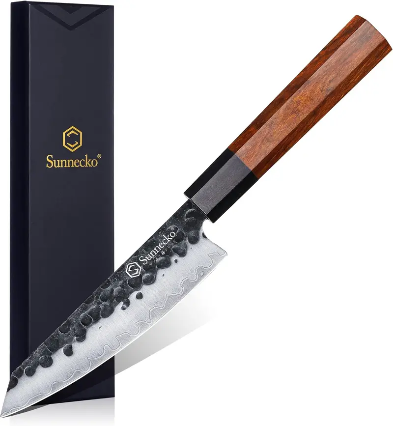 Sunnecko Sheng Series 5.5-Inch Utility Knife – Triple-Layer 9Cr18Mov Stainless Steel, Hand-Forged Blade 1