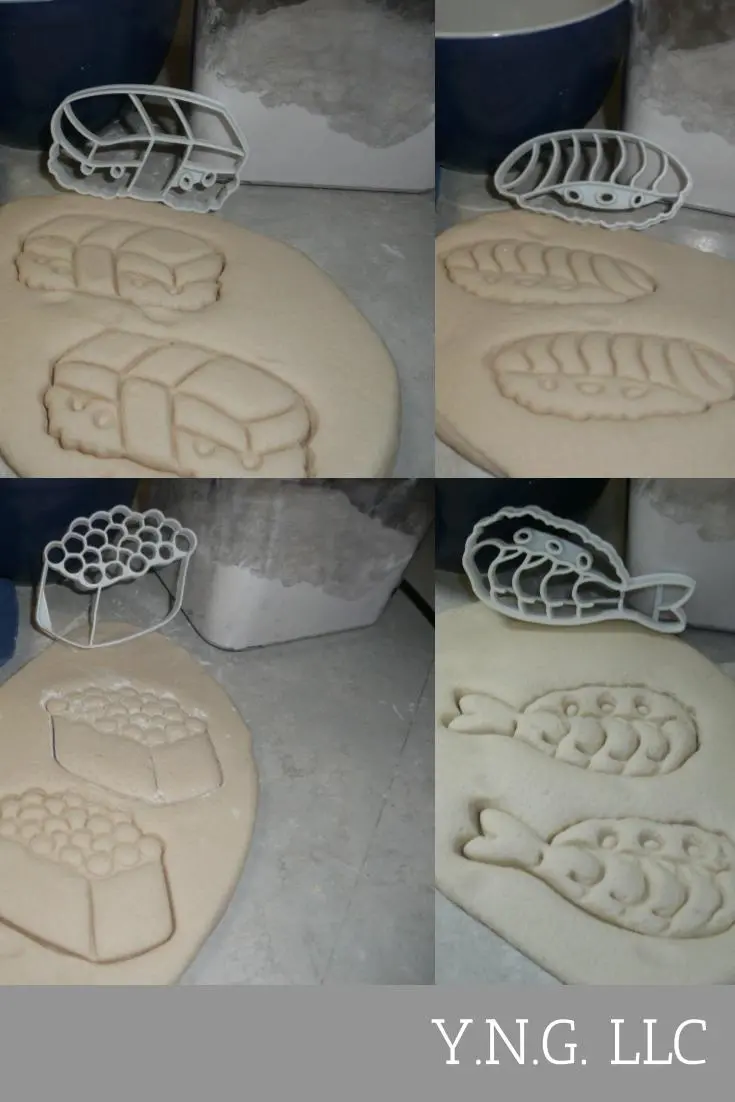Sushi & Seafood Cookie Cutters – 4-Piece Shrimp, Salmon, Rice, And Fish Set Pr1286 1