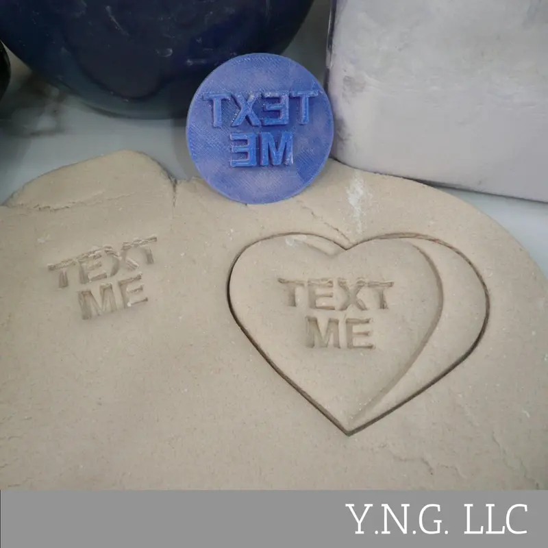 Text Me Heart-Shaped Cookie Stamp Embosser – Usa-Made Fondant Tool 1