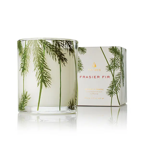 Thymes Frasier Fir Poured Soy Candle – Pine Needle Glass Container 1