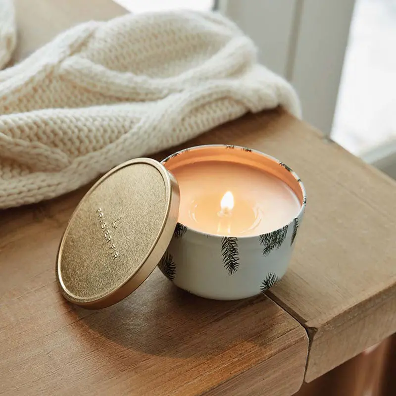 Thymes Frasier Fir Scented Candle In Gold-Tin Container 1