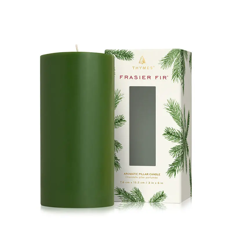 Thymes Frasier Fir Scented Pillar Candle 1